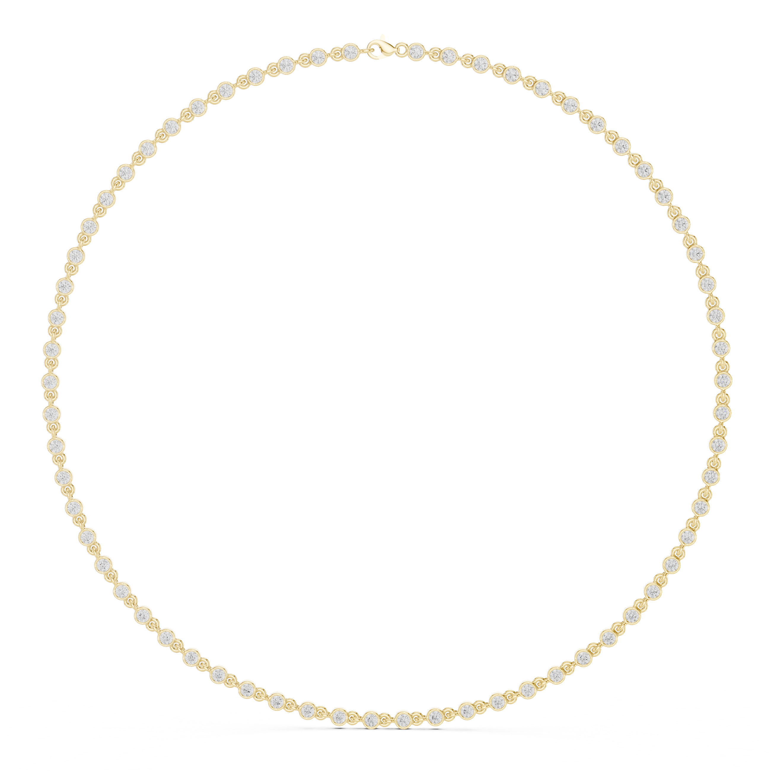 Round Bezel Diamond Tennis Necklace Corvexa Jewellery