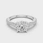 Round Diamond Ring with Trillion Side Stones