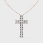 Emerald Cut Diamond Cross Pendant