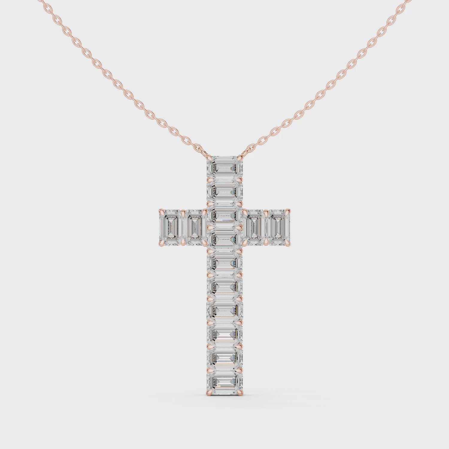 Emerald Cut Diamond Cross Pendant