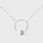 Emerald Cut Diamond Open Circle Pendant