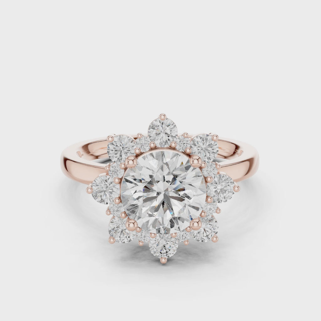 Floral Halo Diamond Ring