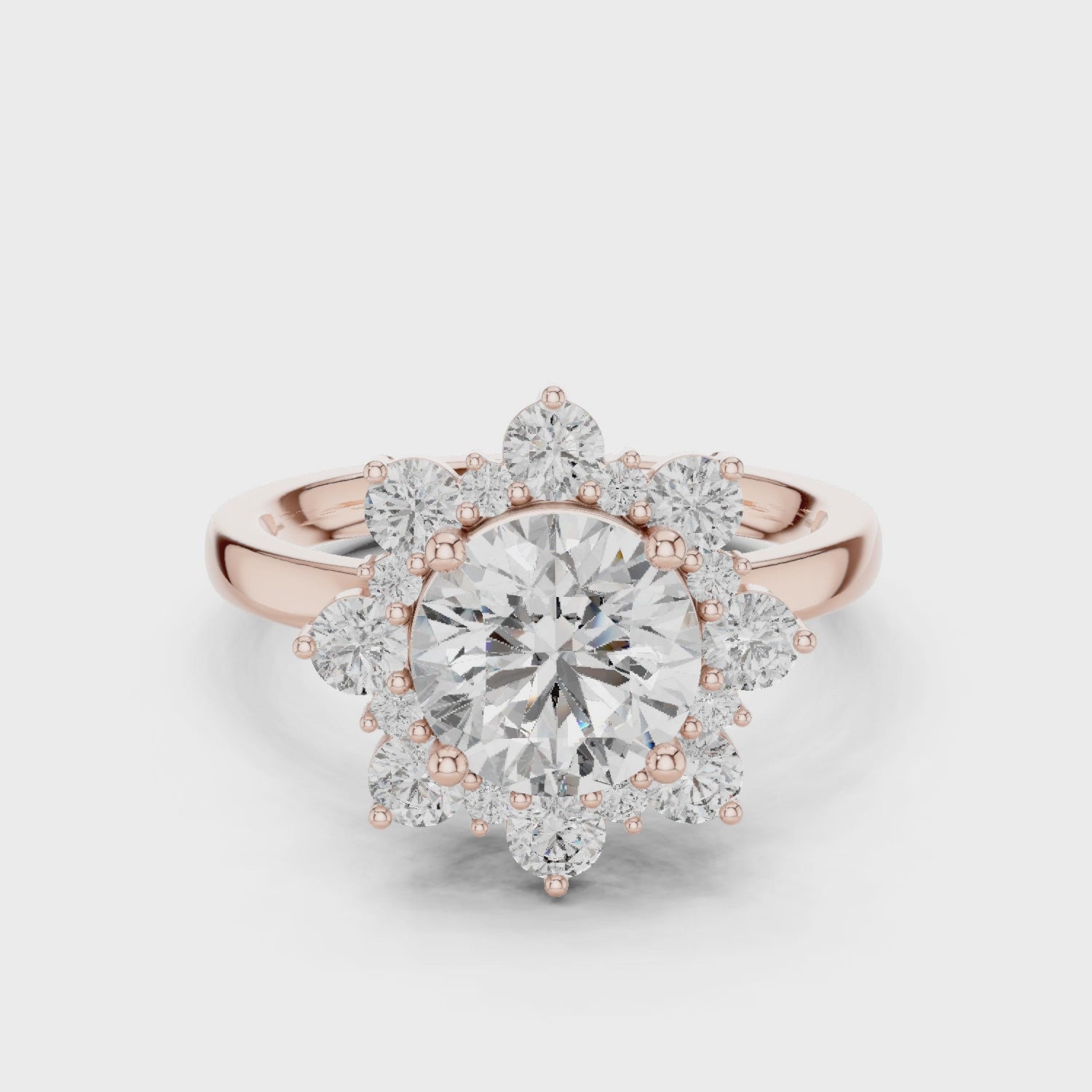 Floral Halo Diamond Ring