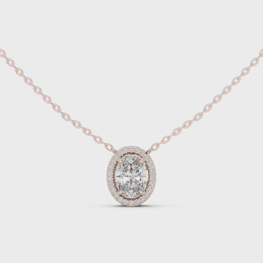 Oval Halo Diamond Pendant