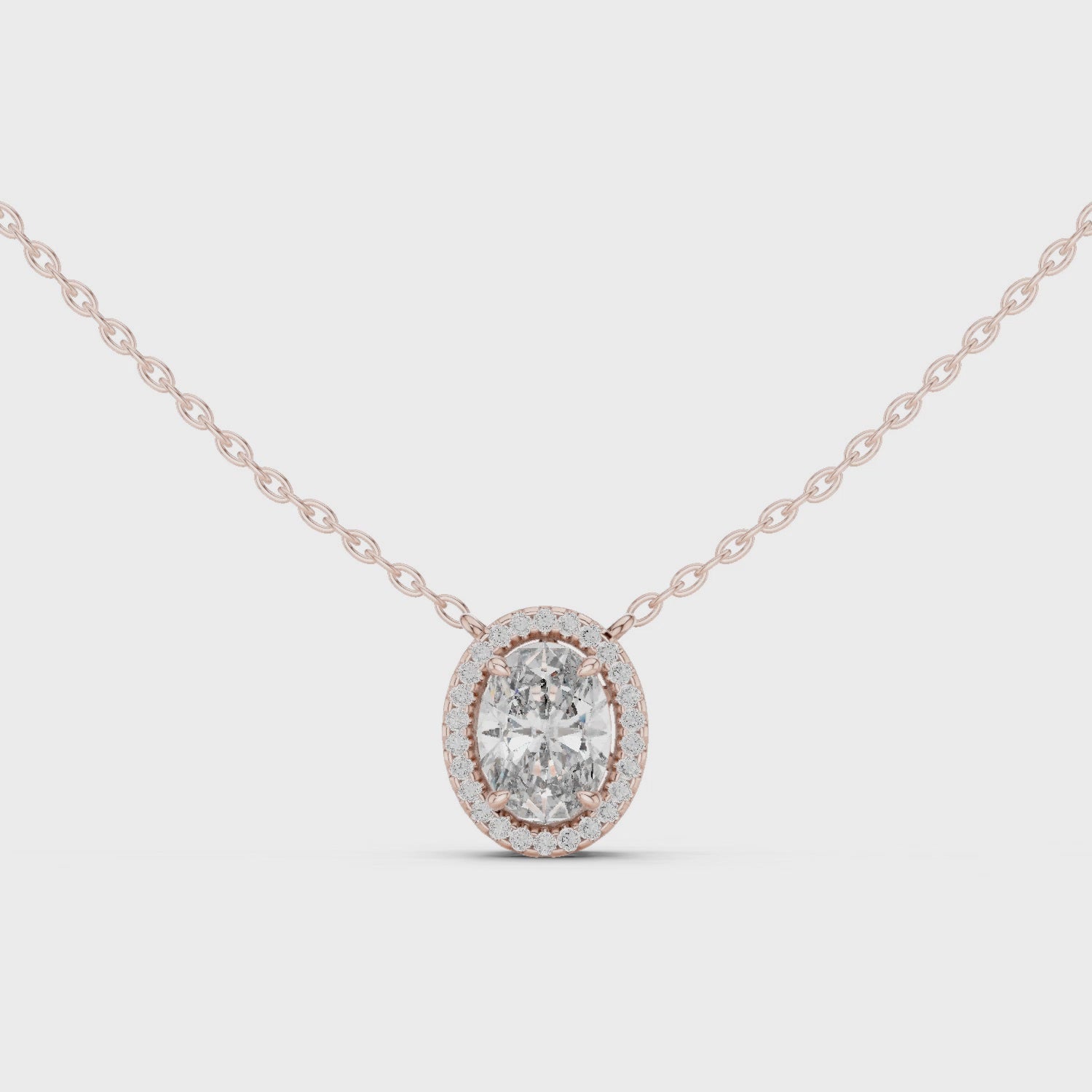 Oval Halo Diamond Pendant
