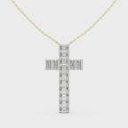 Emerald Cut Diamond Cross Pendant