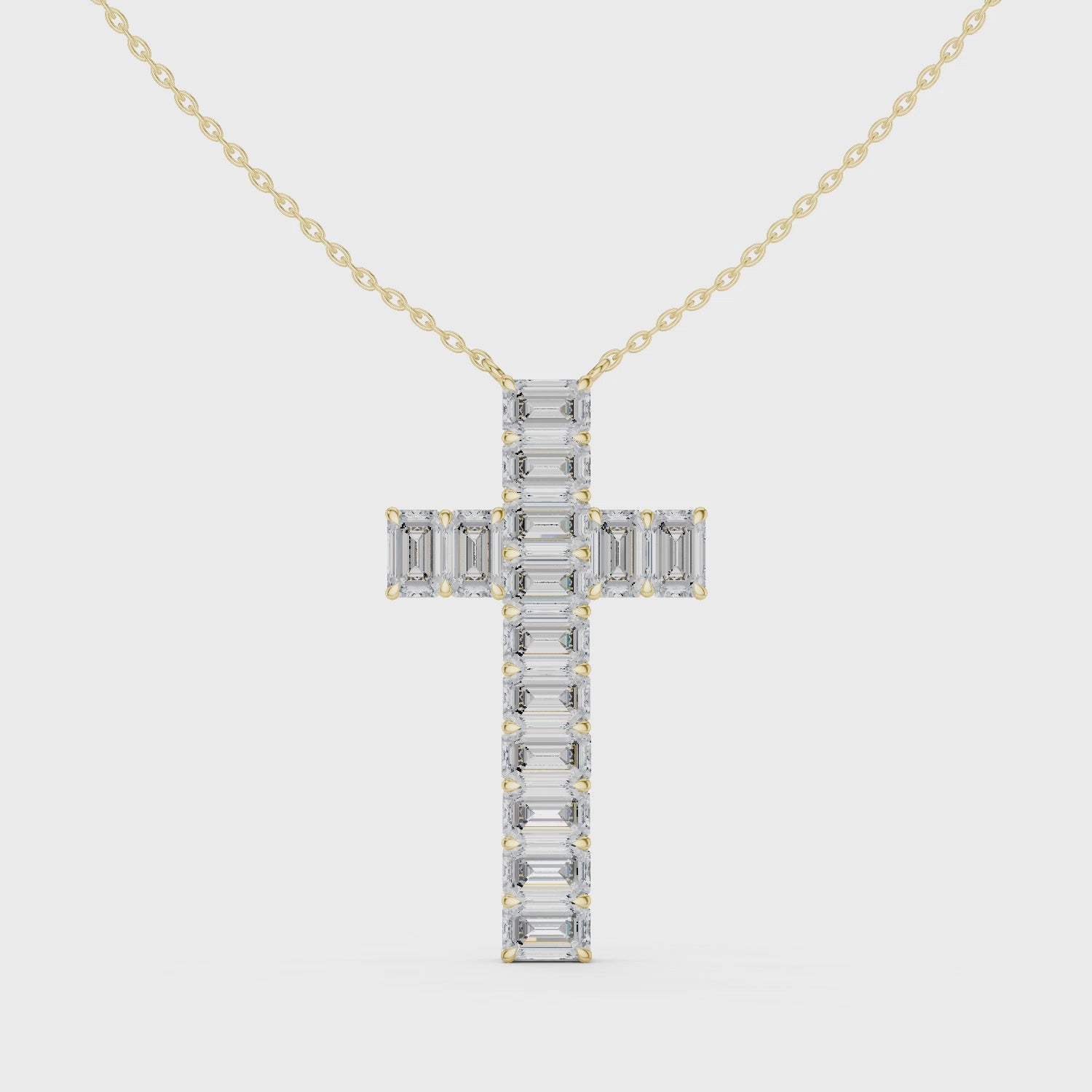 Emerald Cut Diamond Cross Pendant
