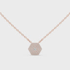 Round Diamond Hexagon Pendant Necklace