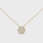 Round Diamond Hexagon Pendant Necklace
