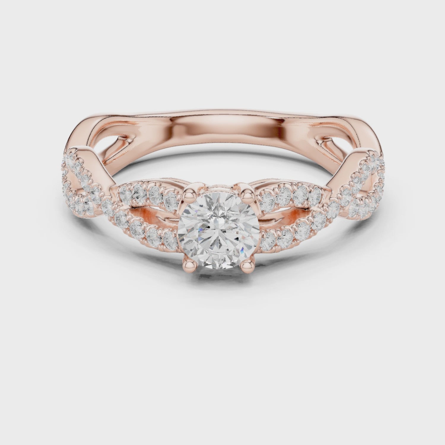 Twisted Pavé Diamond Engagement Ring