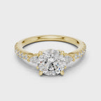 Round Diamond Ring with Trillion Side Stones