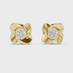 Floral Round Diamond Stud Earrings