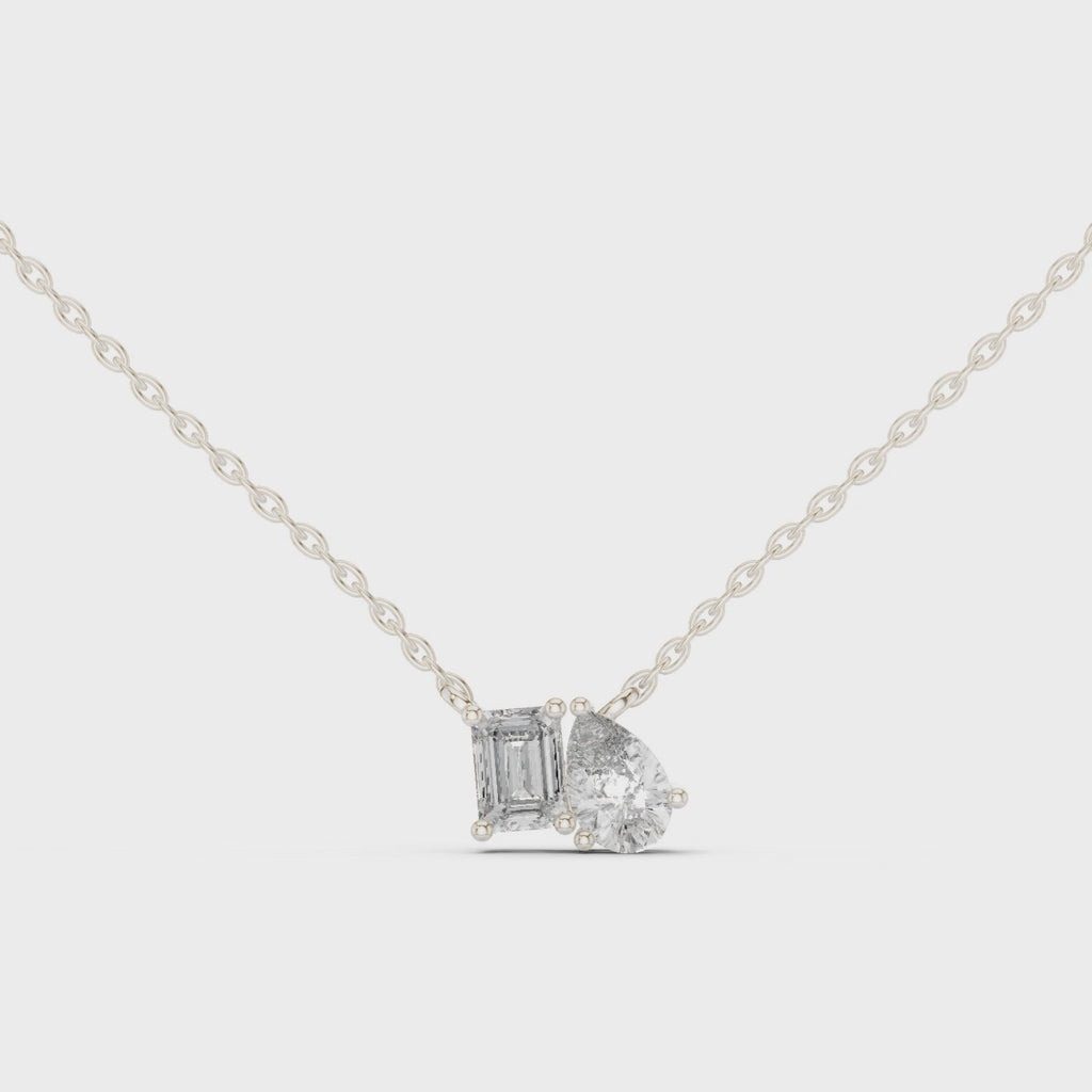 Toi et Moi Emerald & Pear Pendant Necklace