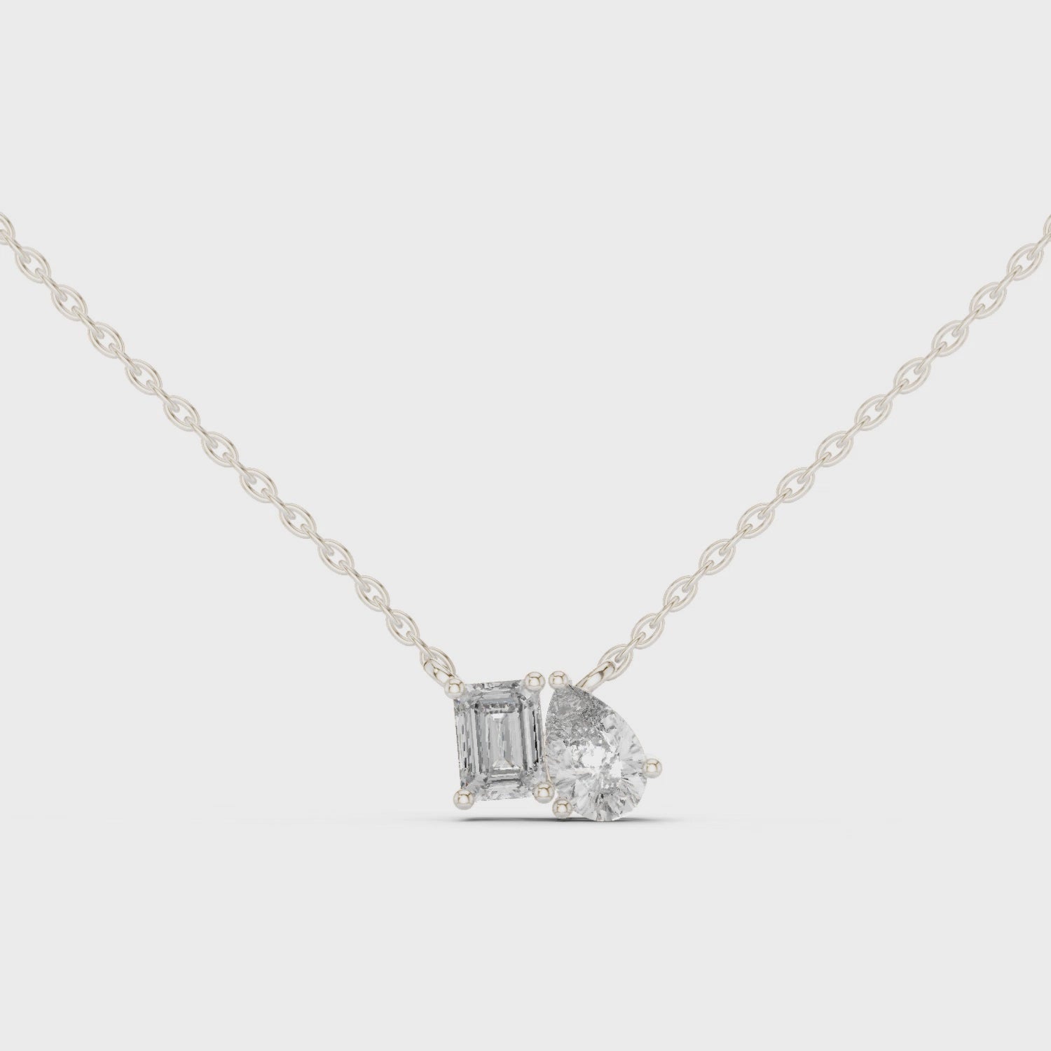 Toi et Moi Emerald & Pear Pendant Necklace