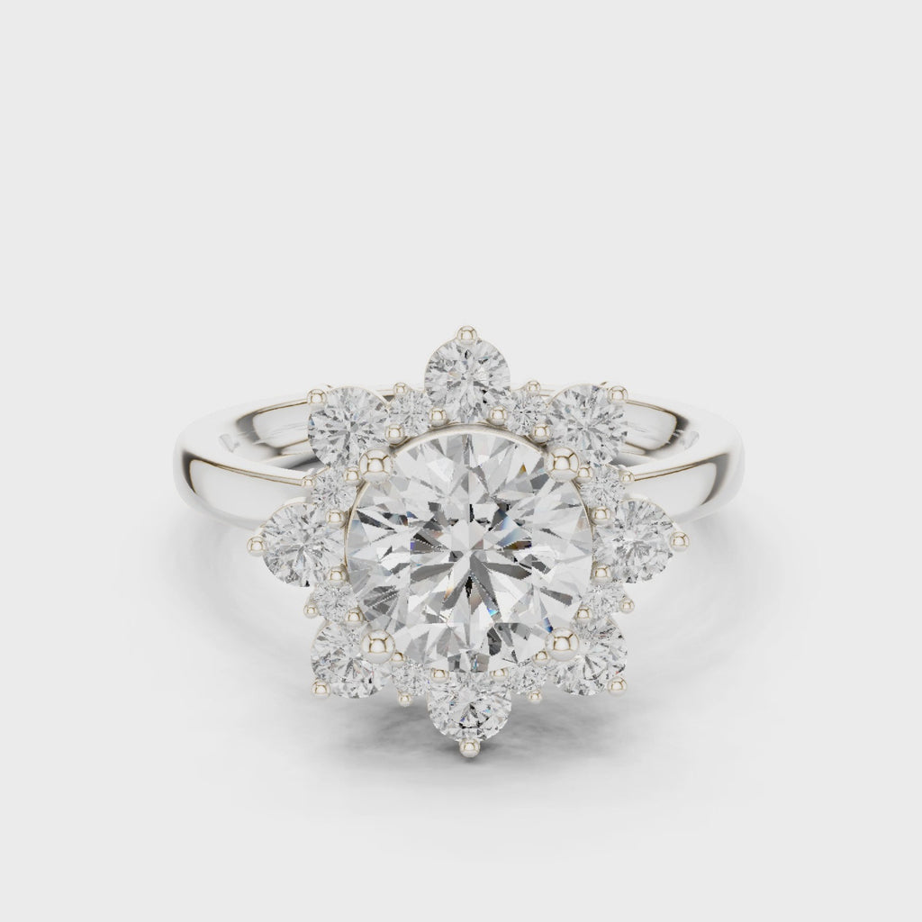 Floral Halo Diamond Ring
