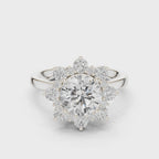 Floral Halo Diamond Ring