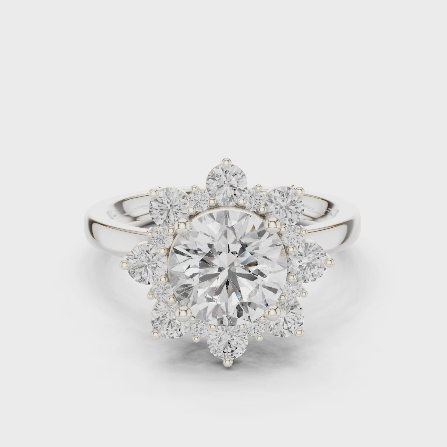 Floral Halo Diamond Ring