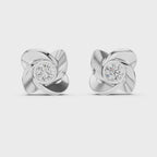 Floral Round Diamond Stud Earrings