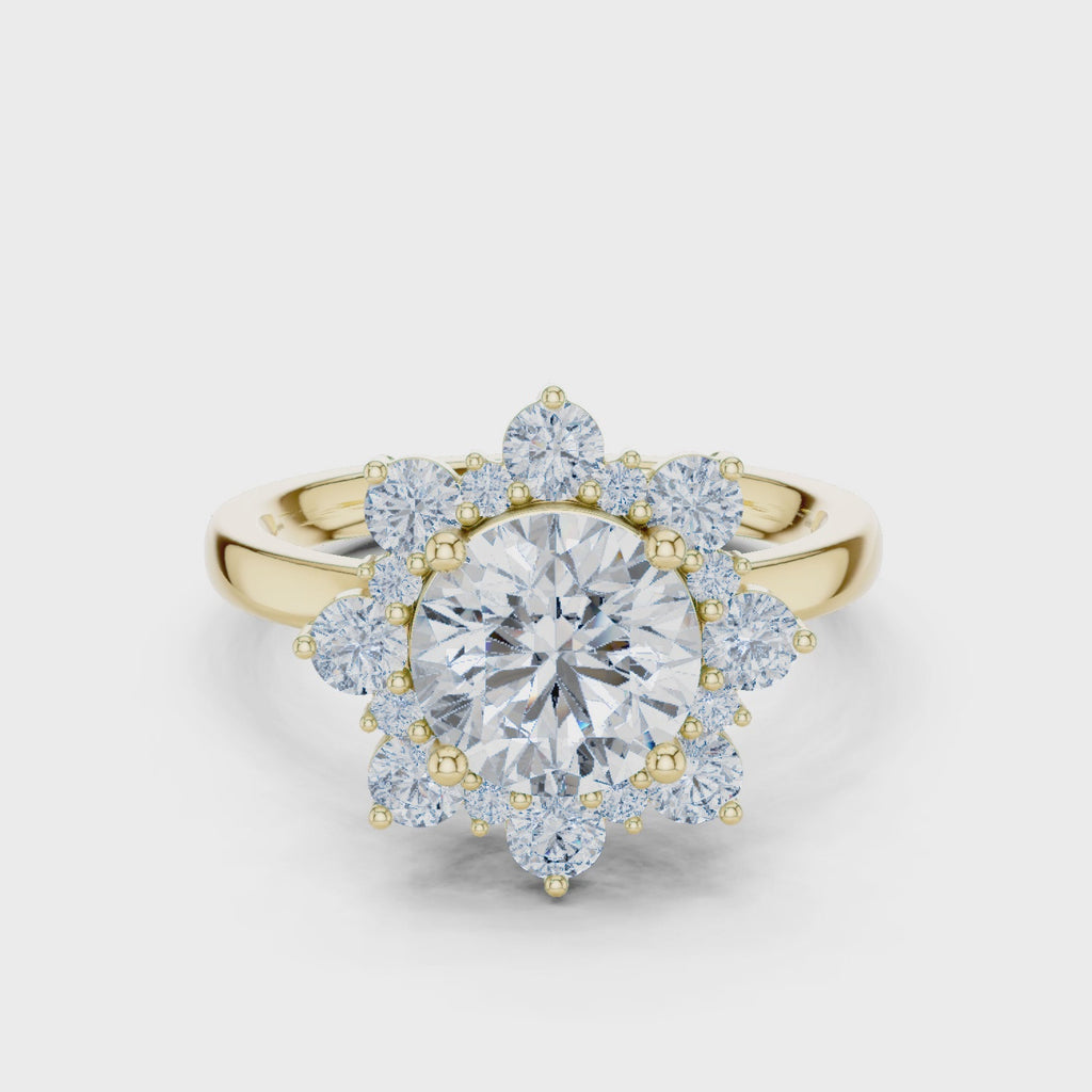 Floral Halo Diamond Ring