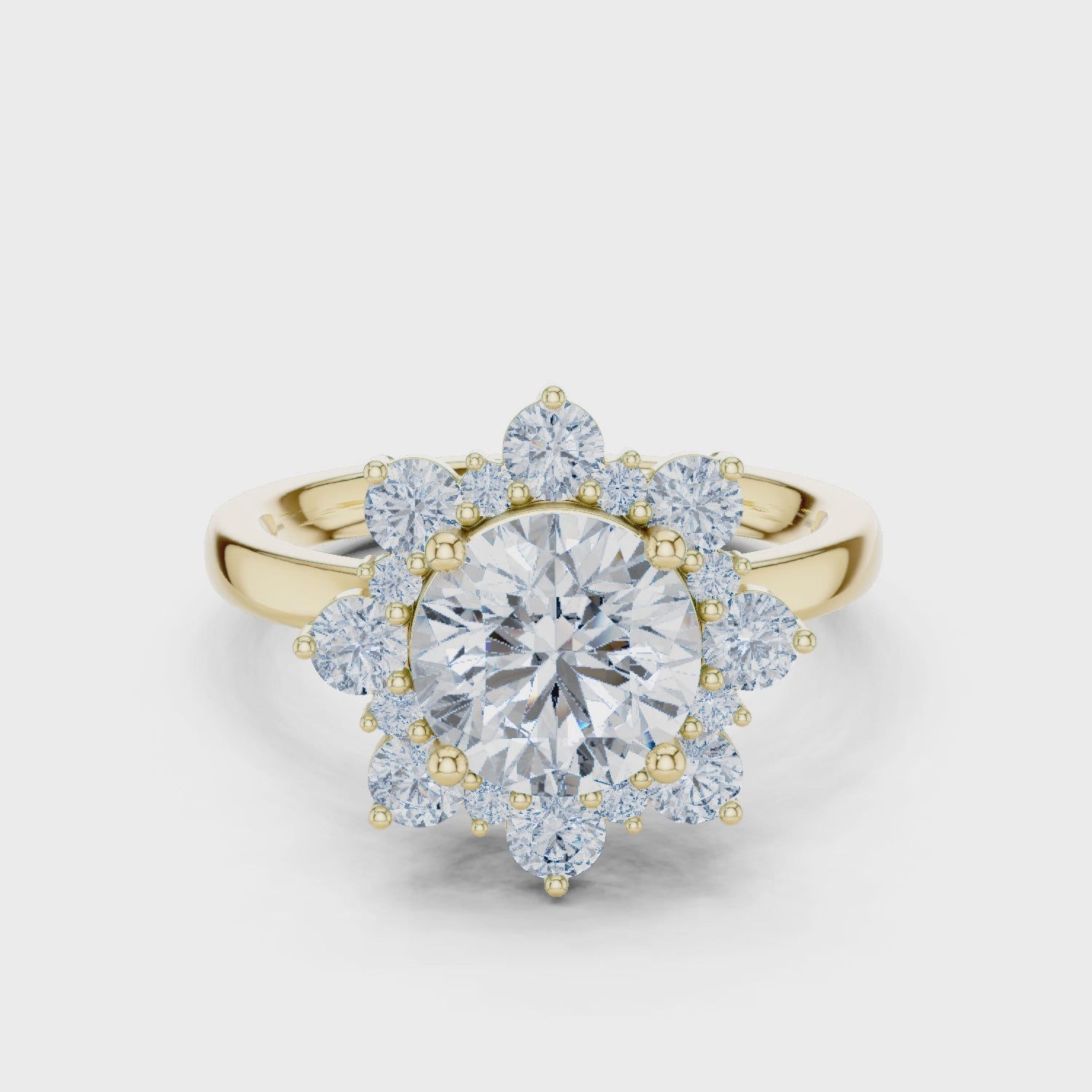 Floral Halo Diamond Ring