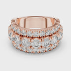 Three Row Round Diamond Cigar Band Ring