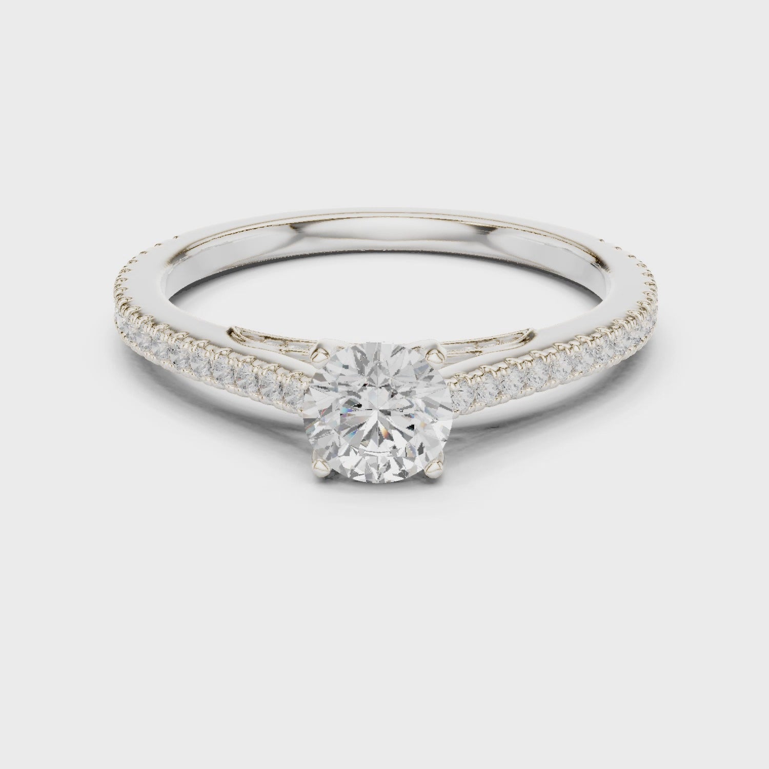 Round Diamond Pavé Engagement Ring