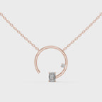 Emerald Cut Diamond Open Circle Pendant