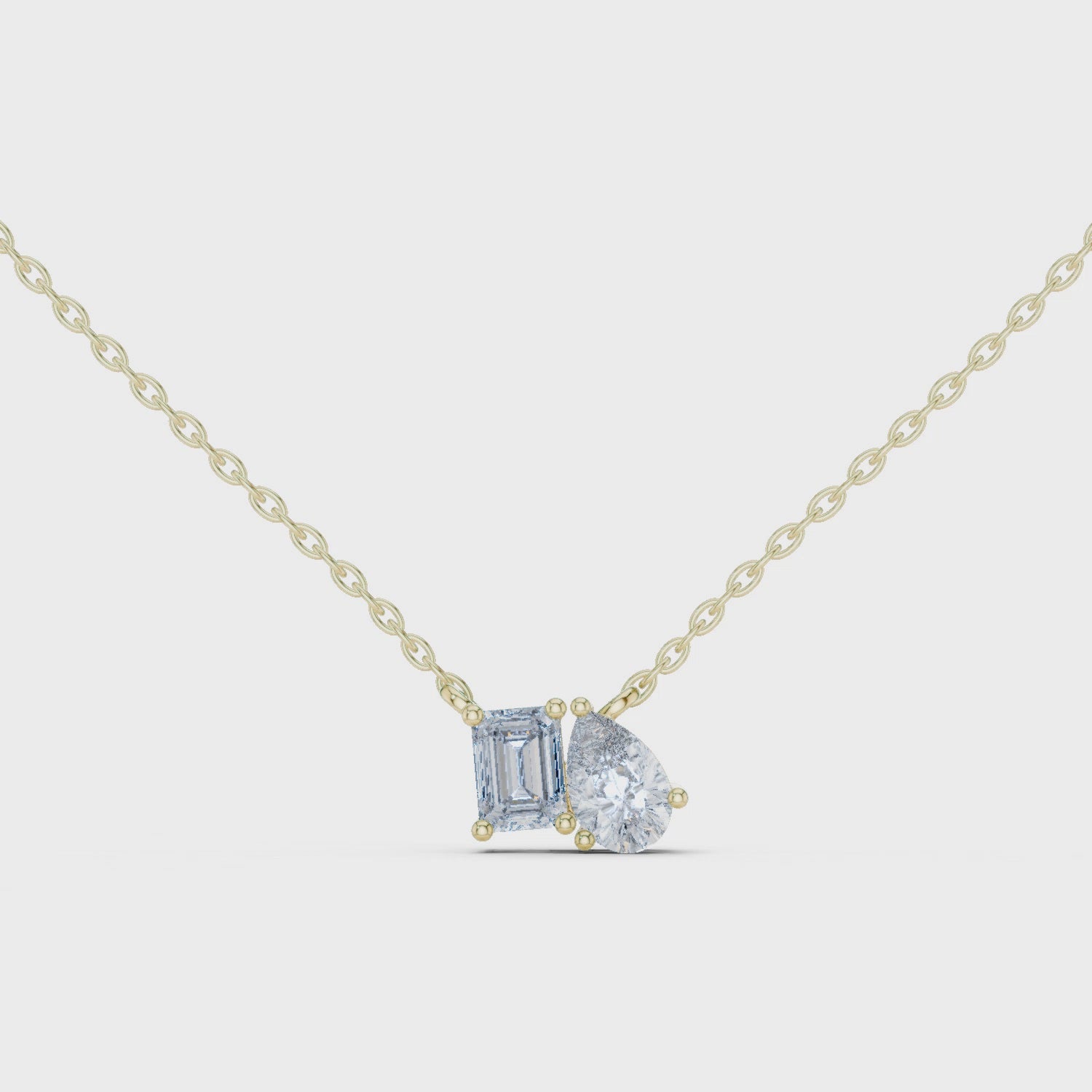 Toi et Moi Emerald & Pear Pendant Necklace