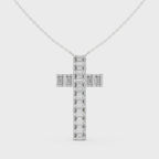 Emerald Cut Diamond Cross Pendant