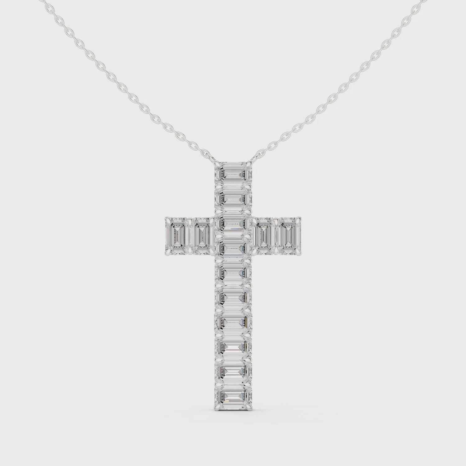 Emerald Cut Diamond Cross Pendant