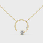Emerald Cut Diamond Open Circle Pendant
