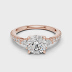 Round Diamond Ring with Trillion Side Stones