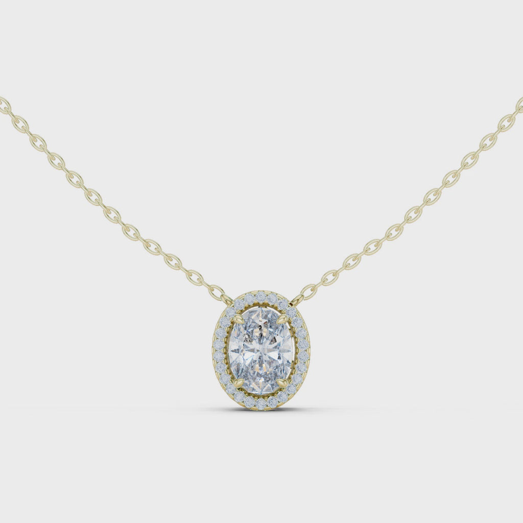 Oval Halo Diamond Pendant