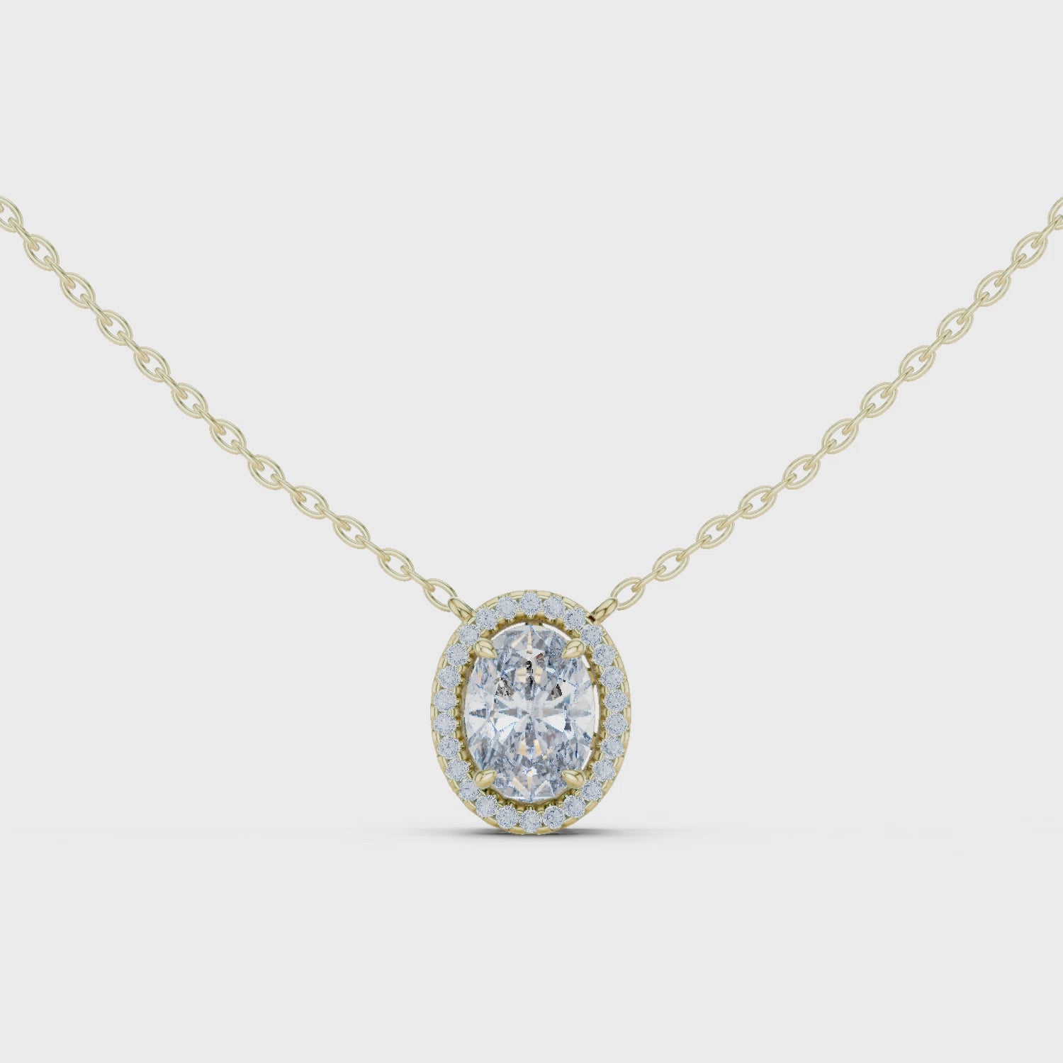 Oval Halo Diamond Pendant