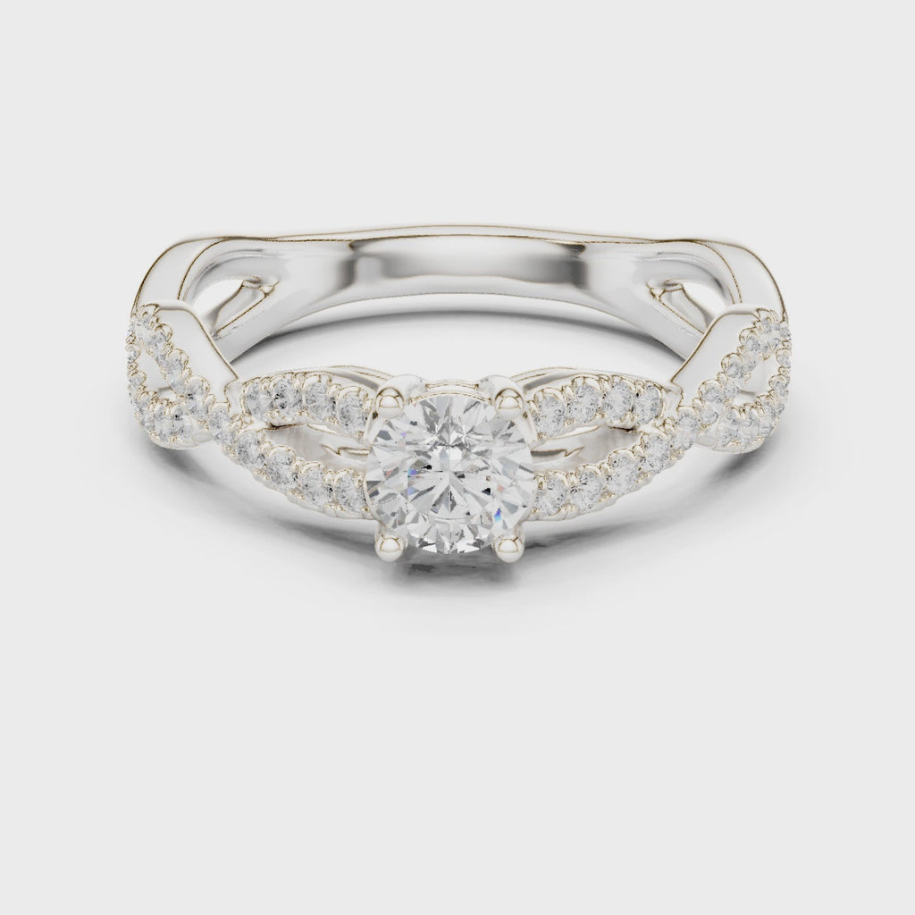 Twisted Pavé Diamond Engagement Ring
