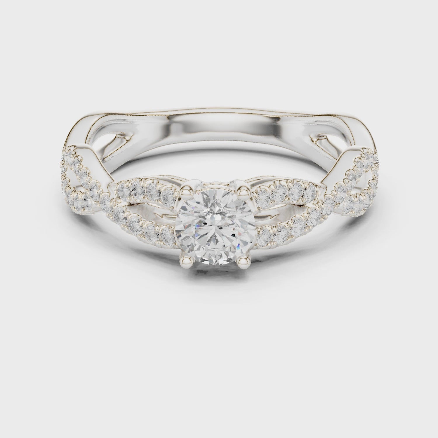 Twisted Pavé Diamond Engagement Ring
