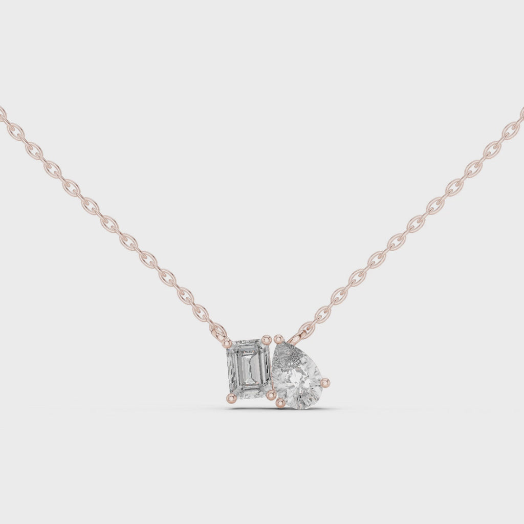 Toi et Moi Emerald & Pear Pendant Necklace