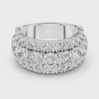 Three Row Round Diamond Cigar Band Ring