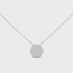 Round Diamond Hexagon Pendant Necklace