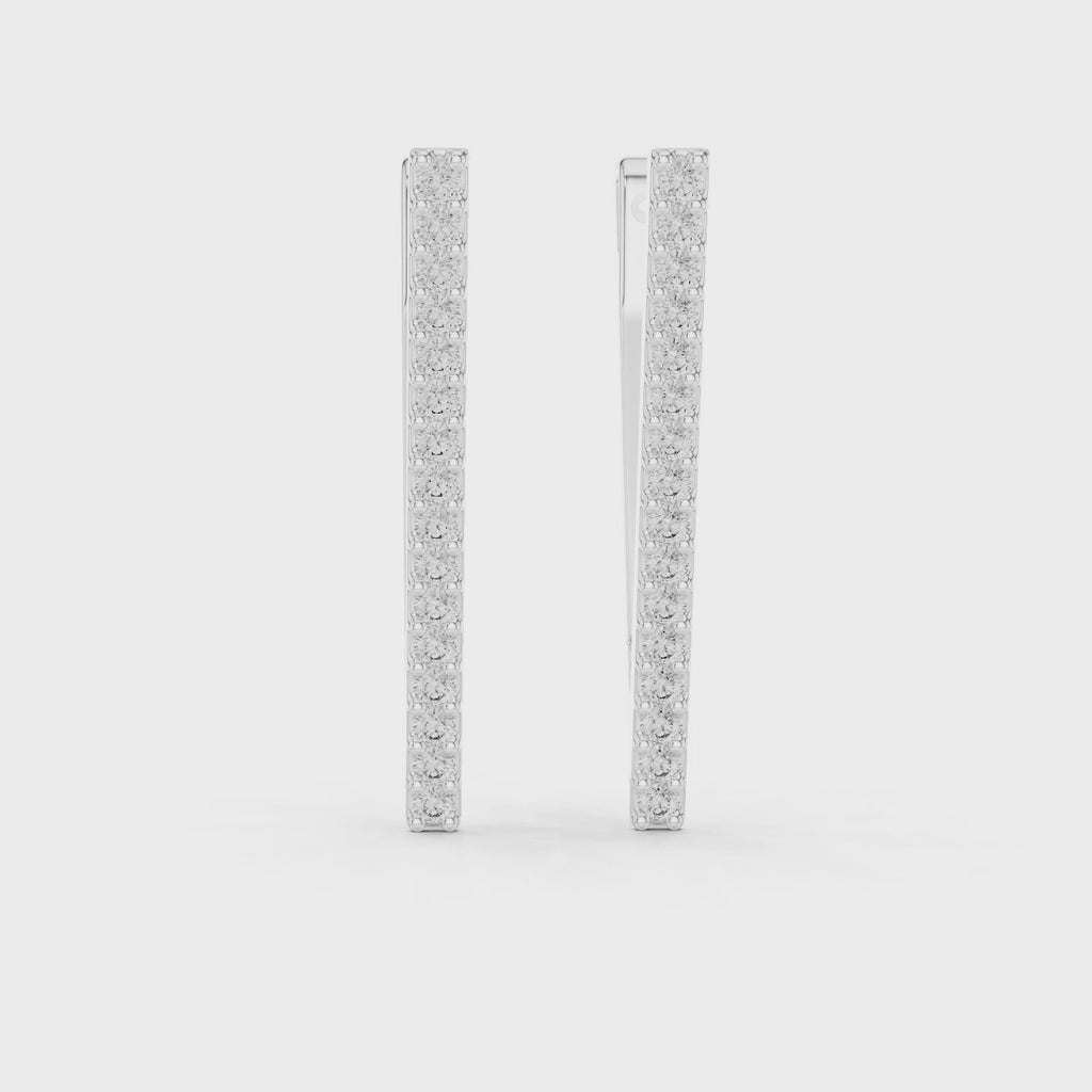Diamond Bar Drop Earrings