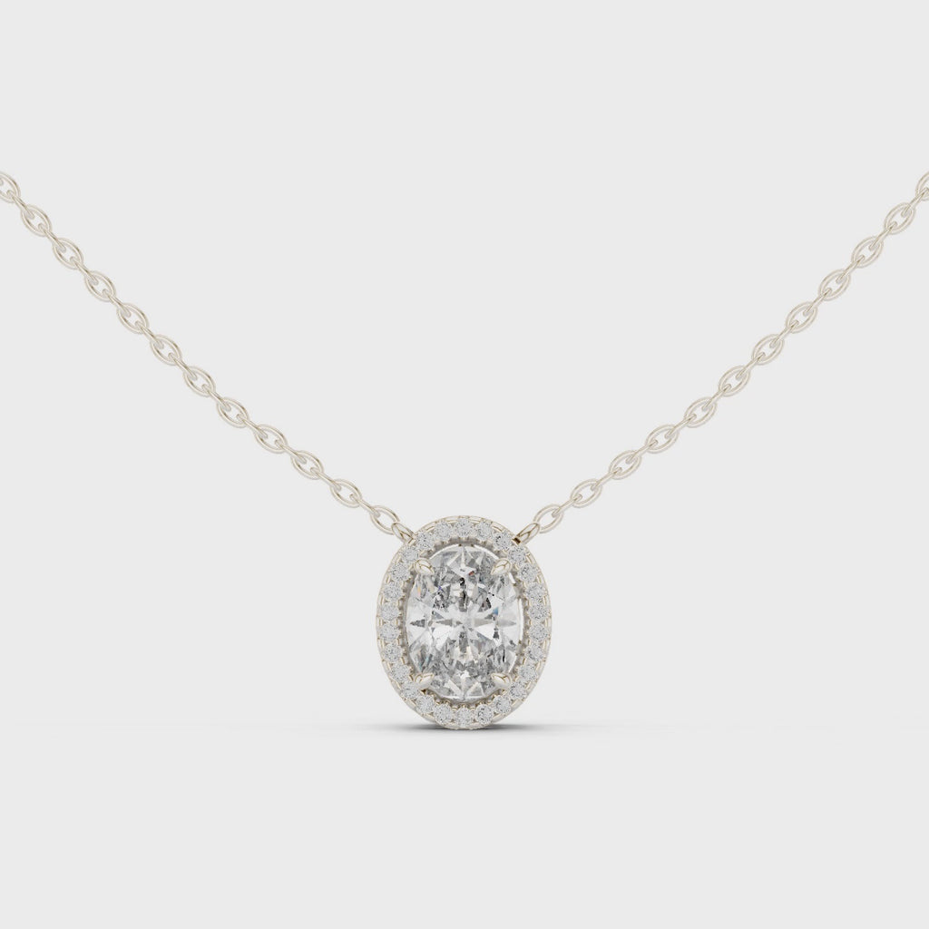 Oval Halo Diamond Pendant