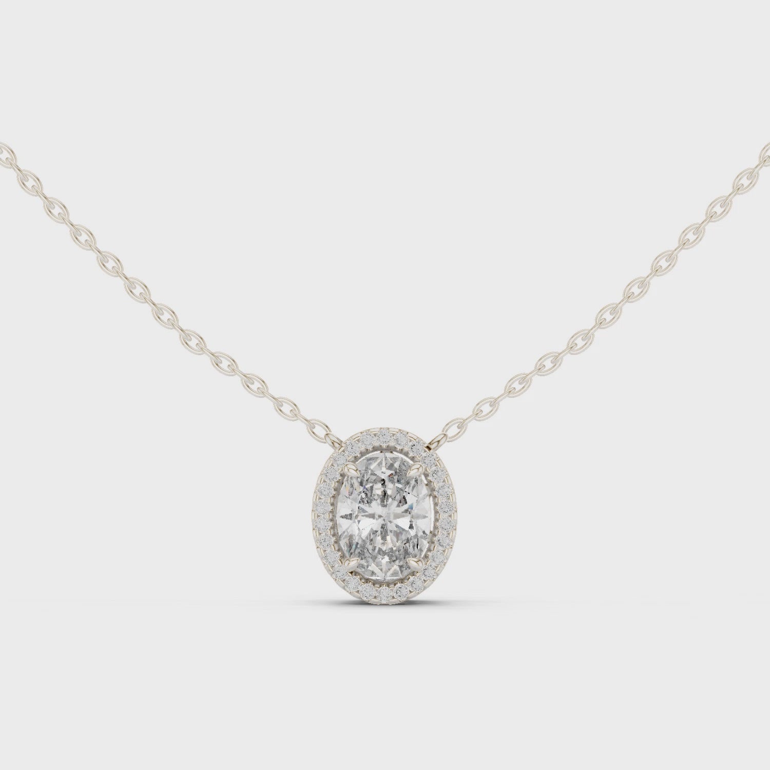Oval Halo Diamond Pendant